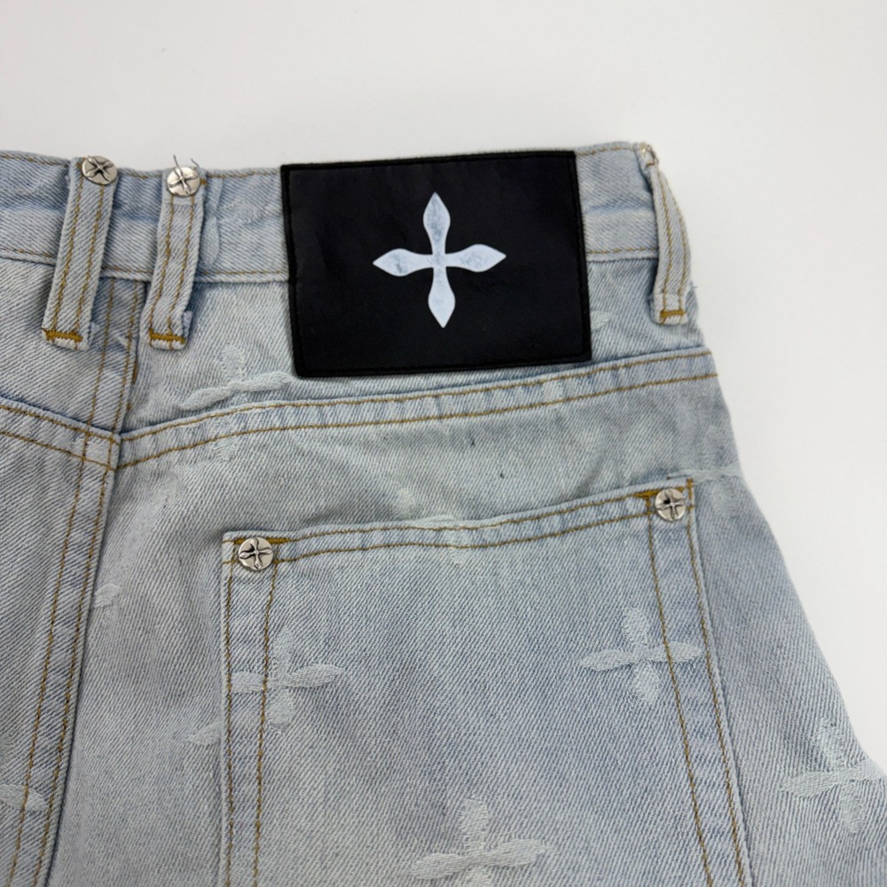 SMFK Plan D Cross Jacquard Ankle Jeans Women Small Light Wash Blue Denim Size 6 - Picture 5 of 15